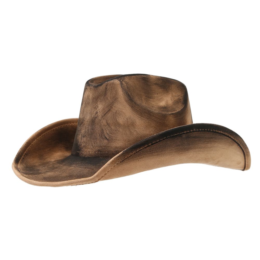 Suede-Texture Retro Western Cowboy Hat with Wide Brim
