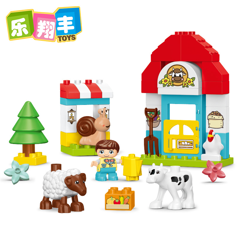 Kinder-Großbausteine ab 3 Jahren, Bauernhof-Tiere-Set zum Zusammenbauen, Kindergarten, für Jungen und Mädchen, DIY-Lernspielzeug zum Stecken und Bauen, Großhandel