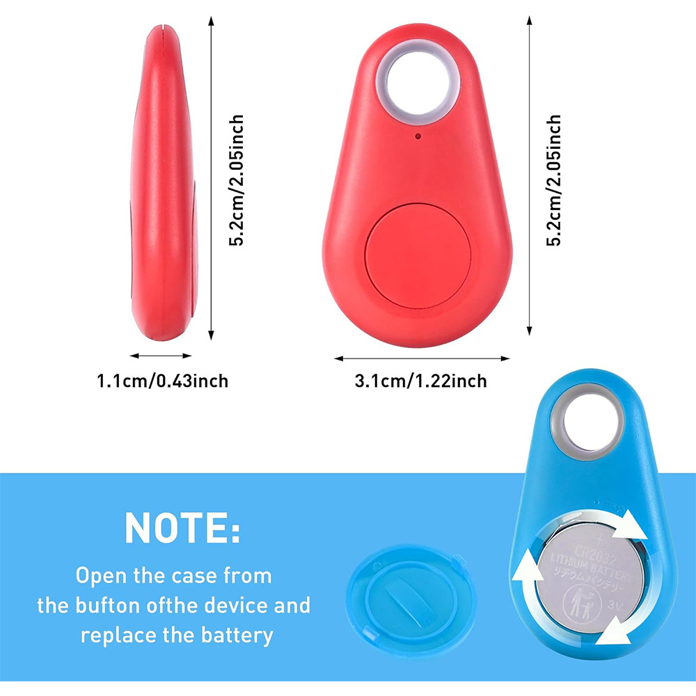 Su damlası şeklinde akıllı bluetooth tracker, anahtarlar ve telefonlar için