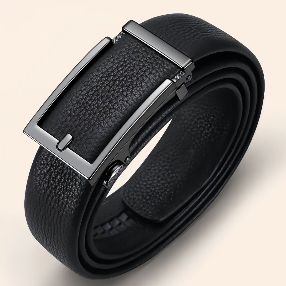 POLO Genuine Leather Men's Belt with Hidden Buckle and Internal Wear Design - Casual Waistband for Middle-aged and Young Men, Versatile Style