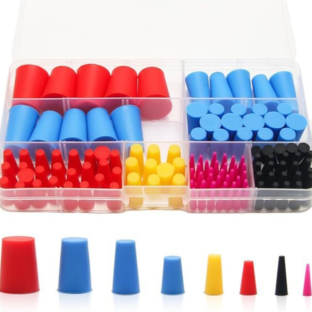 Silicone Plug Set, Conical, Colored, Hole Protection