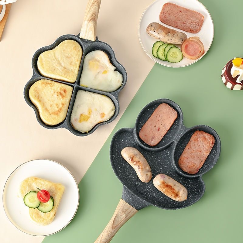 Four-Hole Heart-Shaped Non-Stick Breakfast Pan, Aluminum Alloy