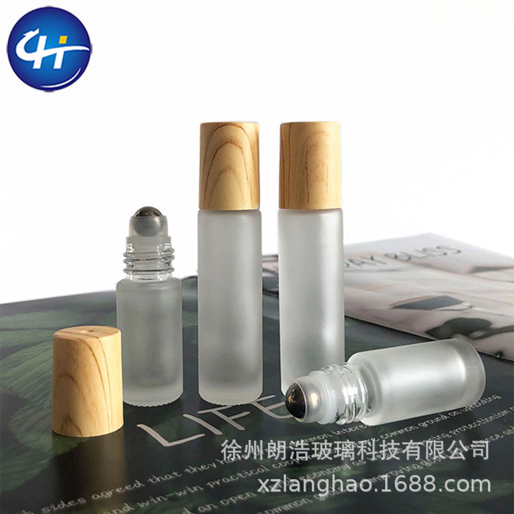 Çapraz Sınır 5/10ml Mat Cam Ahşap Desen Kapak Top Uçlu Şişe Uçan Top Şişe Esans Parfüm Uçan Top Dağıtım Şişesi Takılabilir Set