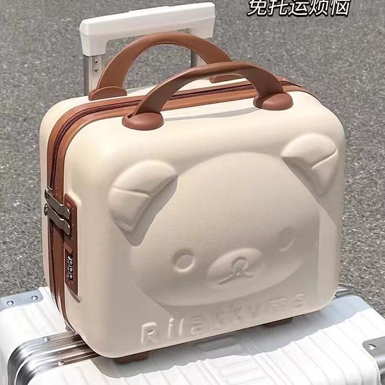 Bear cosmetic bag 14 inch mini suitcase small luggage souvenir cartoon storage cosmetic bag password box