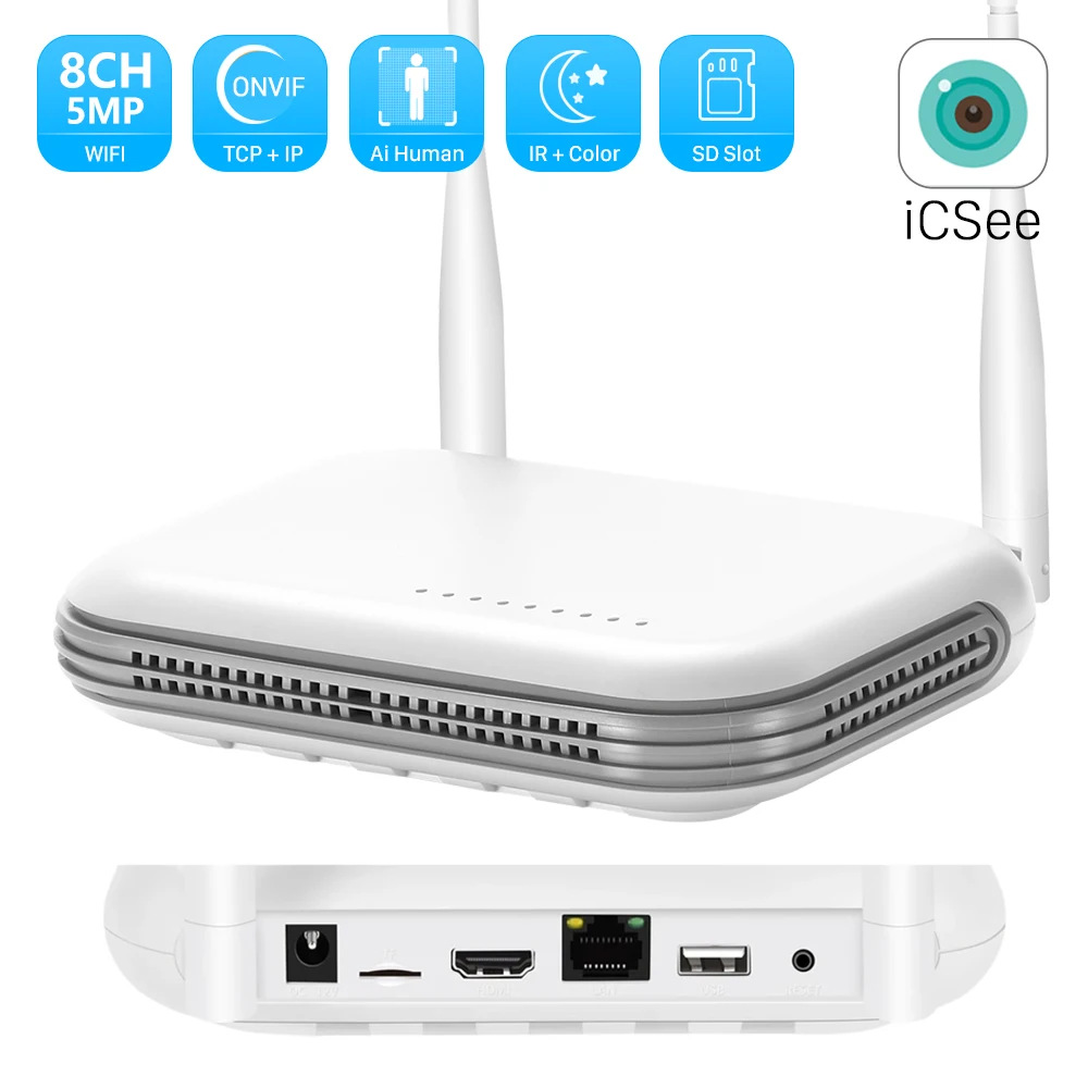 WiFi Network Hard Drive Video Recorder NVR Full HD 8-Channel 5MP Supporting Xiongmai Camera WiFi Pan-Tilt Camera Dedicated