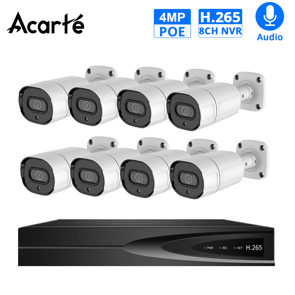 Acarte 4mp poe ip kamera güvenlik cctv hd gözetim kamera seti
