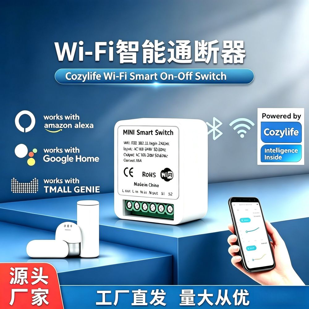 Cozylife WLAN-Schaltschalter mit Timer-Funktion 2,4 GHz Fernbedienung 16A Schaltschalter Mini intelligenter Schaltschalter