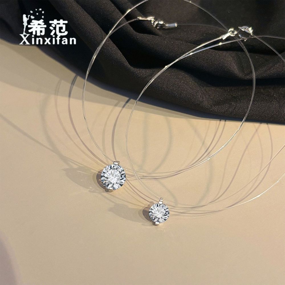 S925 Sterlingsilber Moissanit Nylon-Schnur Halskette