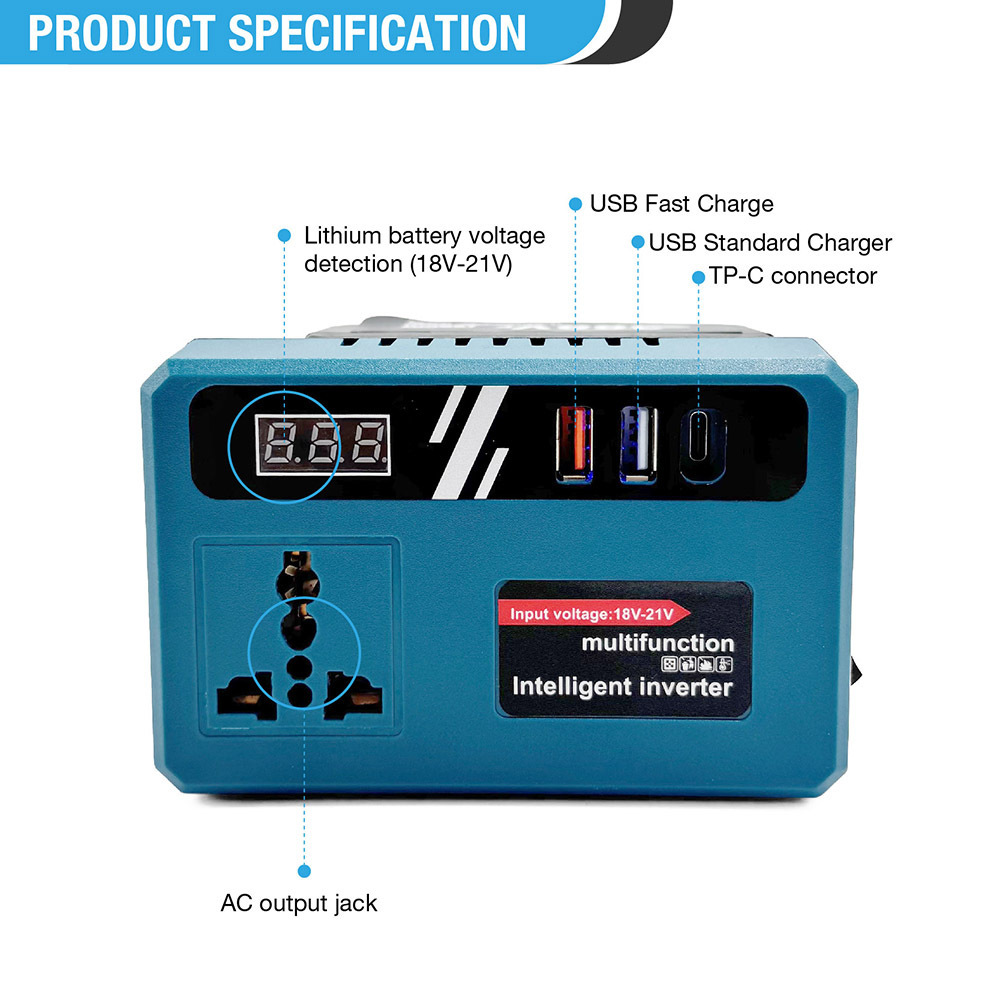 Akıllı Lityum Pil İnverter 18-21V Dual USB DC5V Şarj