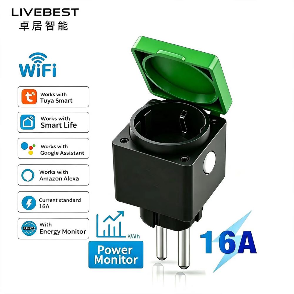 Sınır ötesi Avrupa grafiti akıllı soket WIFI ölçüm soketi 16A20A HomeKit/Alexa/Google