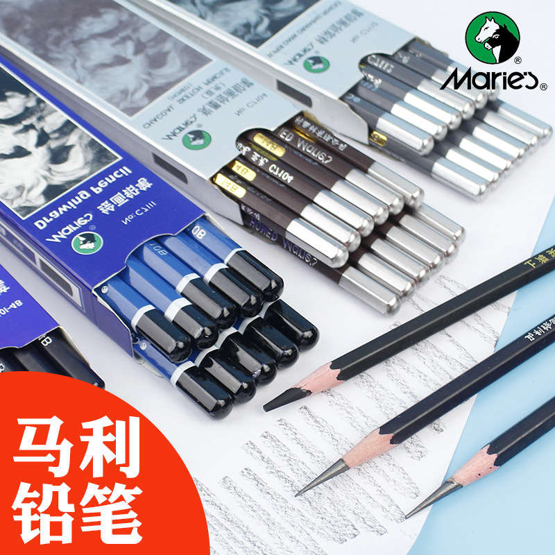 Marley 2B-14B Matte Drawing Pencil Set, Extra Thick Sketch