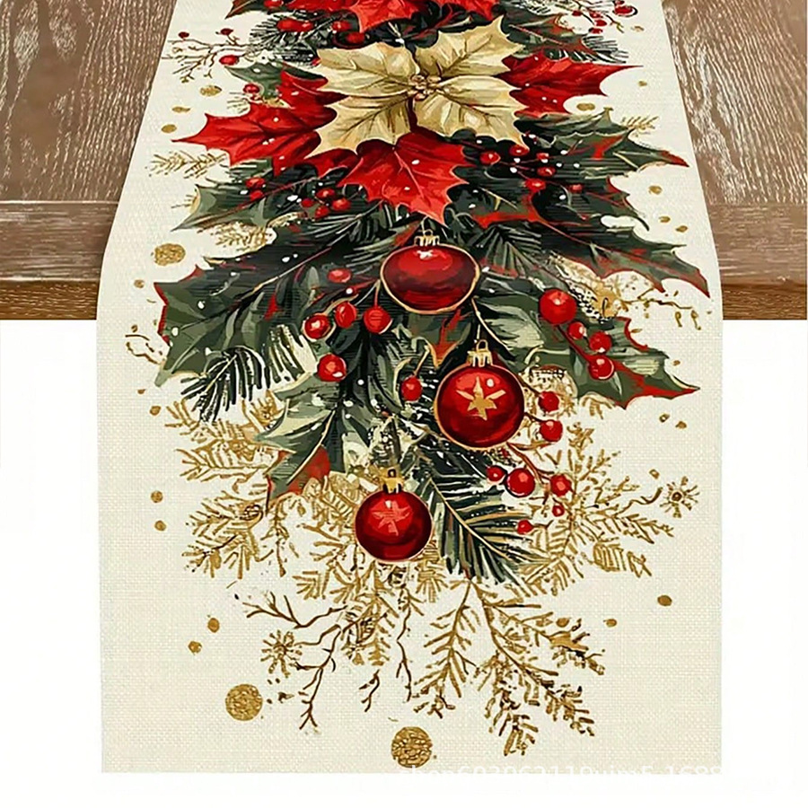 Amazon Cross-Border New Christmas Table Runner Factory Direct Winter Snowman Santa Claus Printed Table Mat
