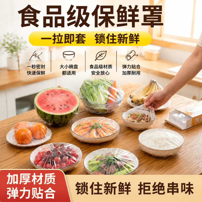 家用弹力保鲜碗套食品材质一次性密封罩厨房剩菜果蔬防尘保鲜膜套