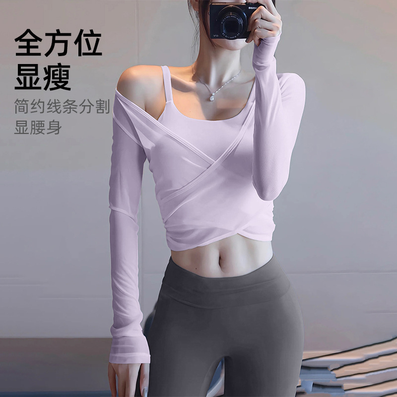 Damen Yoga-Set aus drei Teilen, 7/8-Leggings und langärmliges Oberteil, dünne Sommerausfüh