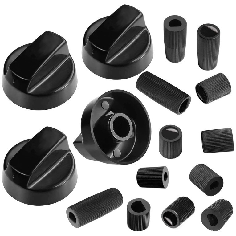 Universal Plastic Control Knobs, 4 Pack with 12 Adapters - 1