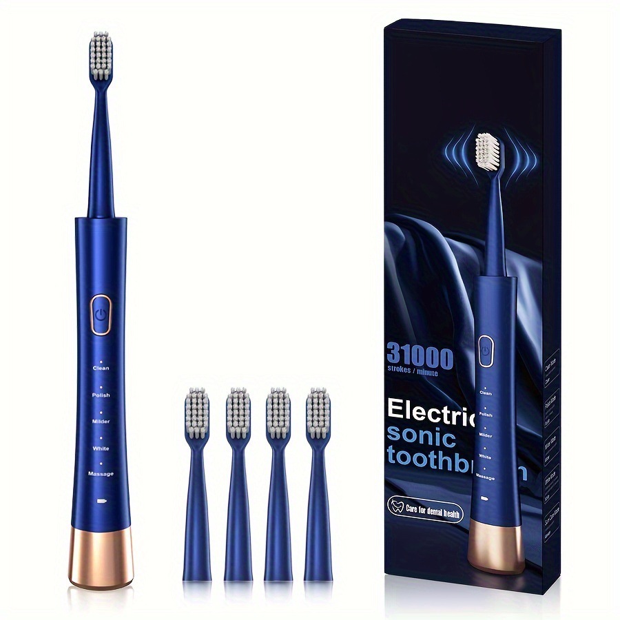 Type-C Rechargeable Electric Toothbrush, 5 Modes, Soft Bristles