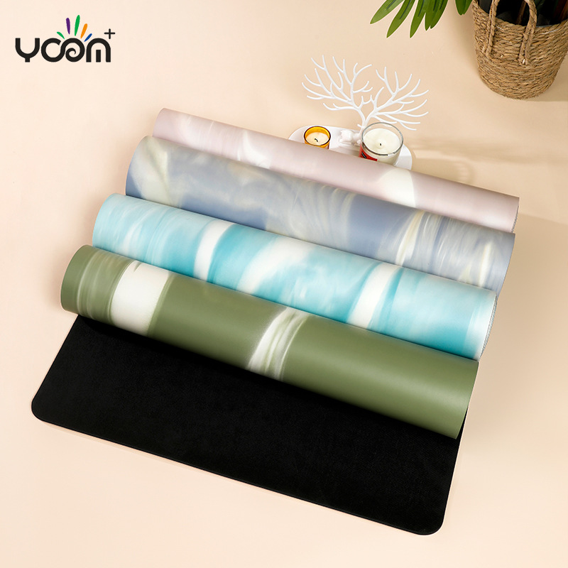 PU yoga mat 5mm, color-block gradient, non-slip, natural rubber