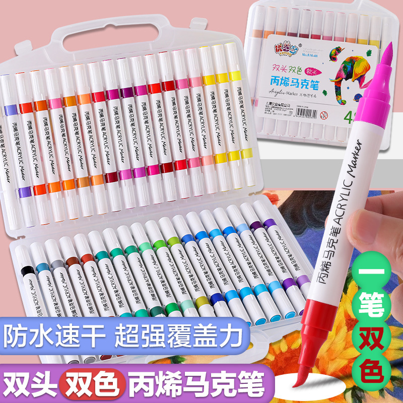 72 Farben Acryl-Marker mit weicher Doppelspitze, Acrylfarbstifte für Kinder zum Malen, Schüler-Graffiti-Stifte zum Überlagern, Aquarellstifte