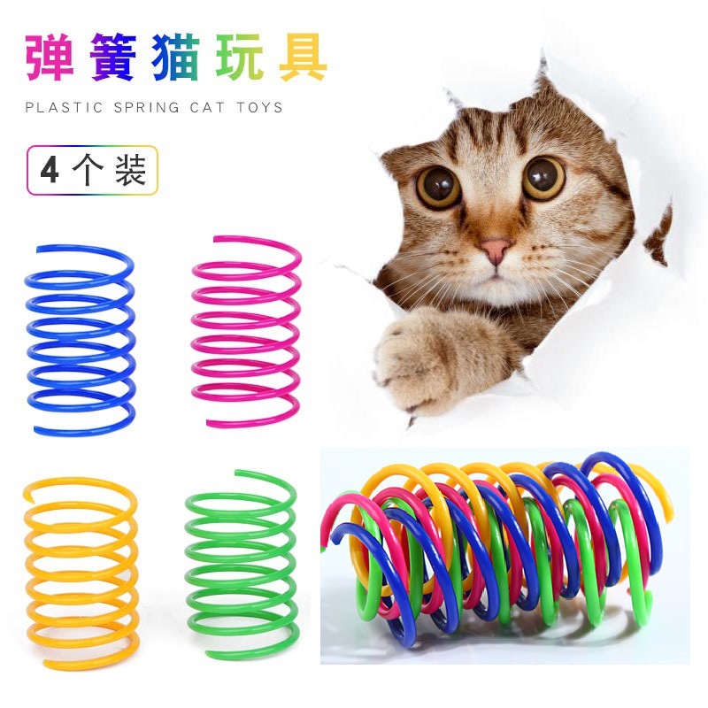 Kedi Renkli Plastik Yaylı Zıplayan Oyuncak Topu