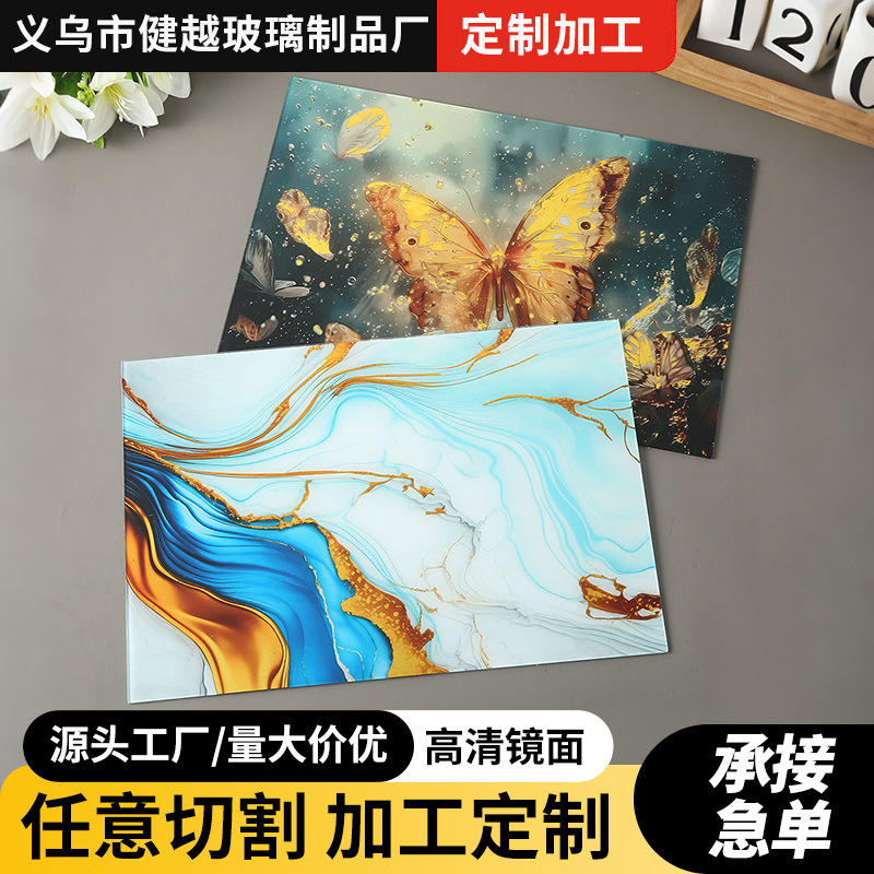 UV Printed Art Glass Decorative Wall Art Butterfly Pattern