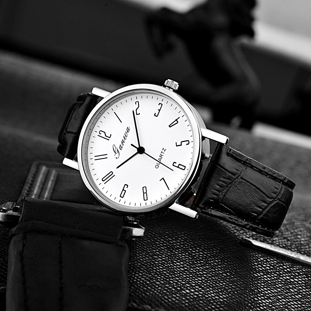 Luxuriös aussehende Nischenquarzuhren für Herren vom Hersteller, Herrendekorative Uhren im Großhandel, schlichte Herrenuhr mit Lederarmband. - 1