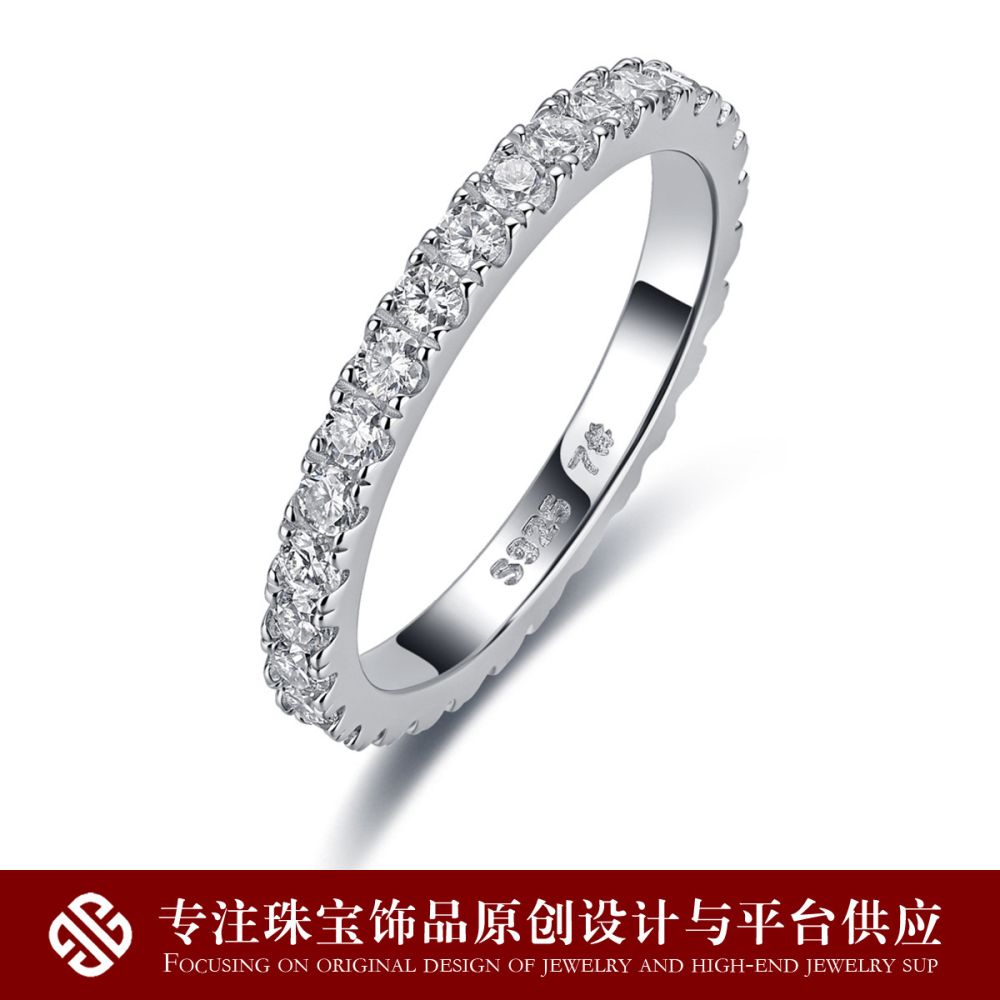 S925 gümüş moissanite yüzük, tam taş döşeme - 1