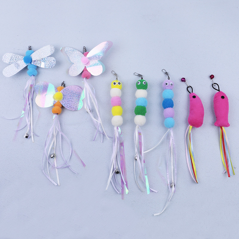 Cat Teaser Wand Replacement Heads with Butterfly, Caterpillar and Mouse - 1