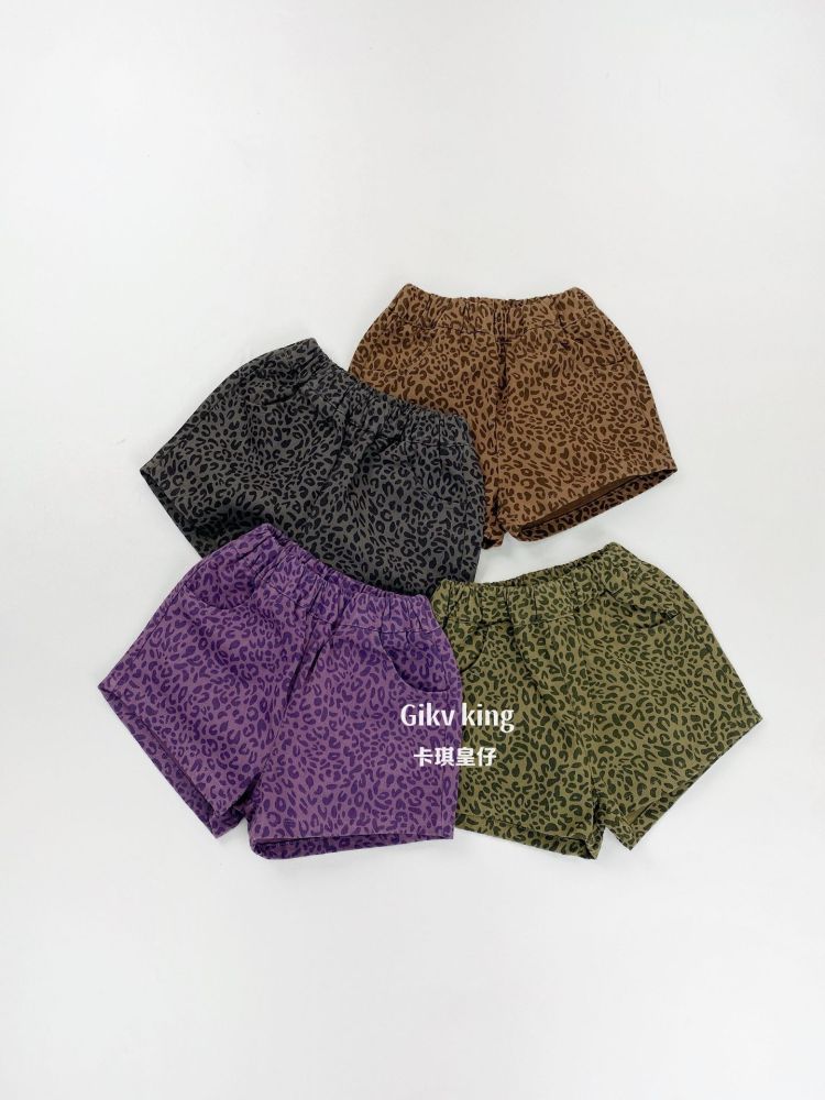 Leopar desenli çocuk şortu, ince model, erkek ve kız çocuk için