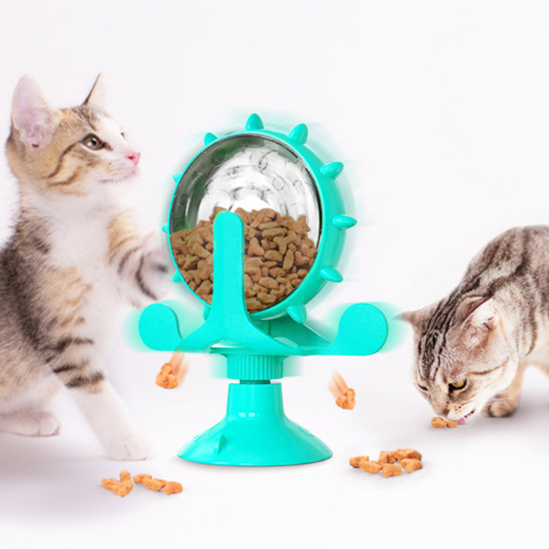 Cat and dog feeder roller rotating leakage pet toy for relieving boredom, self-entertaining windmill cat self-play toy