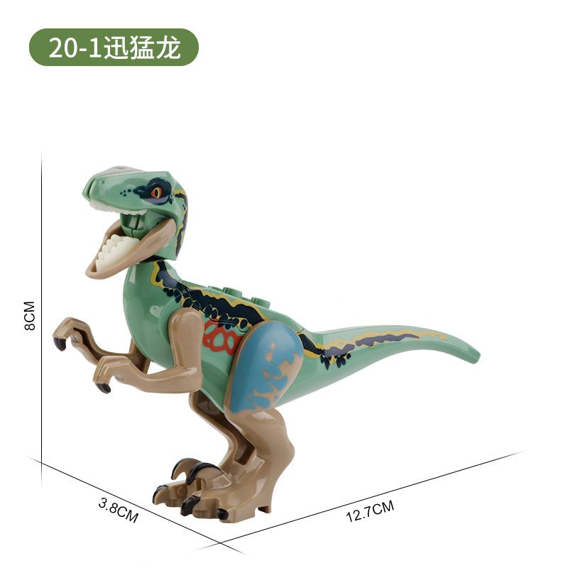 Dinosaur Building Block Set Compatible Baseplate Large and Small Pieces with Minifigure - 12