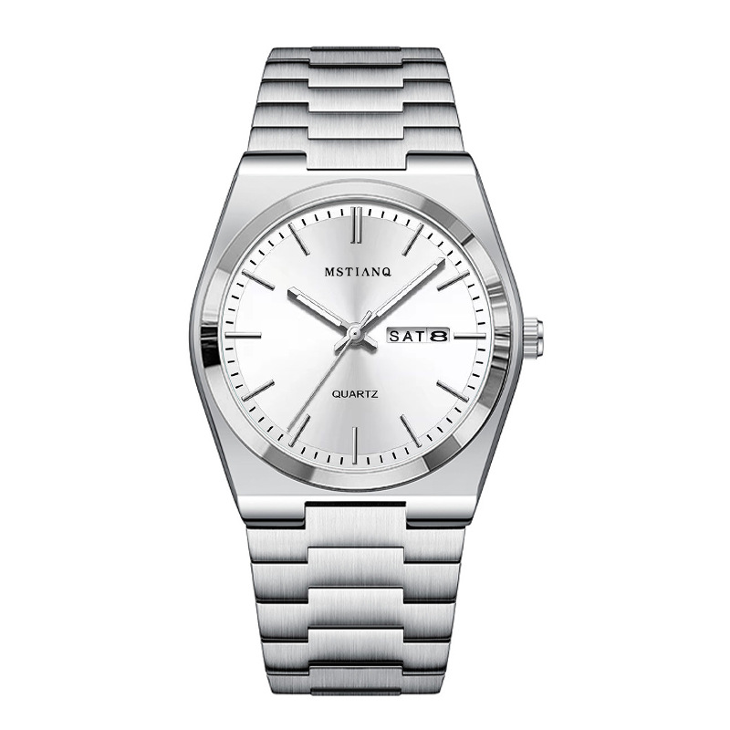 Men's Quartz Watch Dual Calendar Steel Band