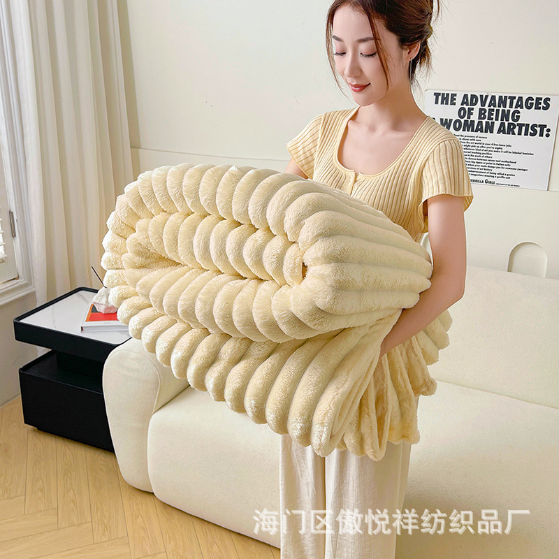 Light Luxury Rabbit Plush Blanket, Thick Warm Sofa and Bedroom Throw