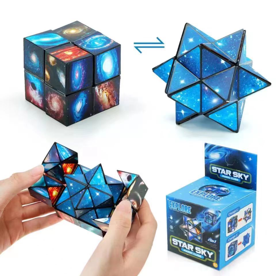 Yıldızlı Gökyüzü 2'si 1 Arada 3D Rubik Küpü, Manyetik Geometri Bulmaca