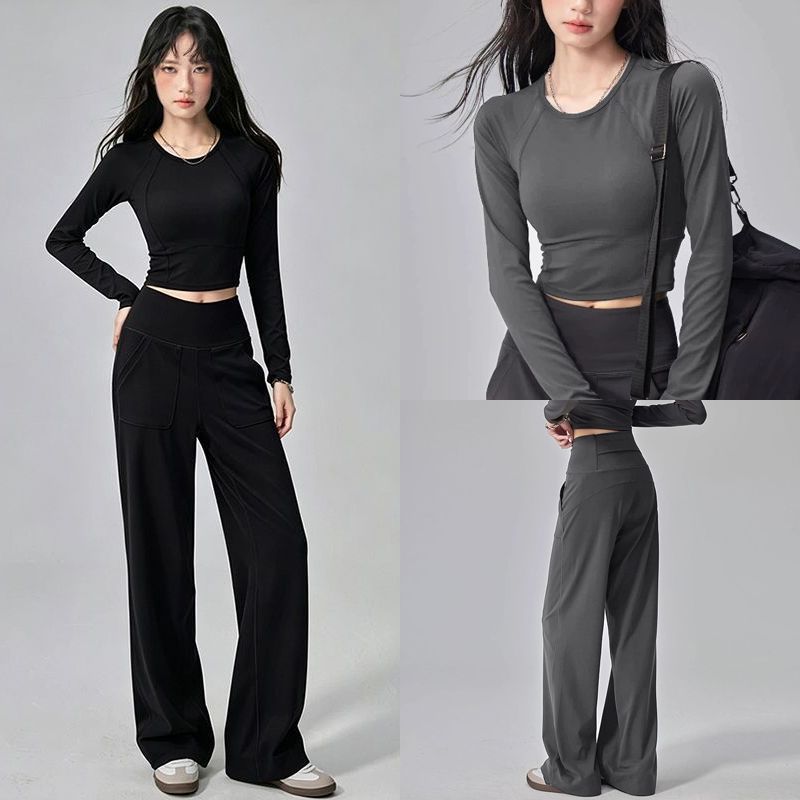 Women's yoga set autumn crew neck morning running - 1