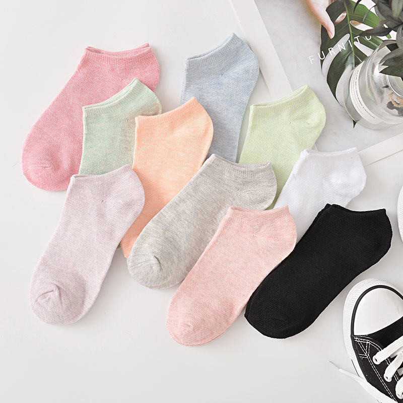 Solid color cotton socks for women, candy color plain women's socks, invisible neckline short socks, invisible socks, skin tone socks, Zhuji socks wholesale.
