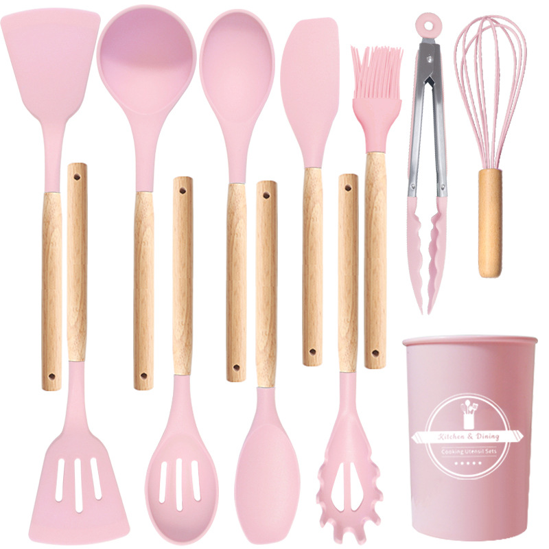Sınır ötesi silikon spatula ve kaşık 12 parçalı set yapışmaz silikon spatula gıda sınıfı silikon mutfak eşyaları seti satışa hazır - 10