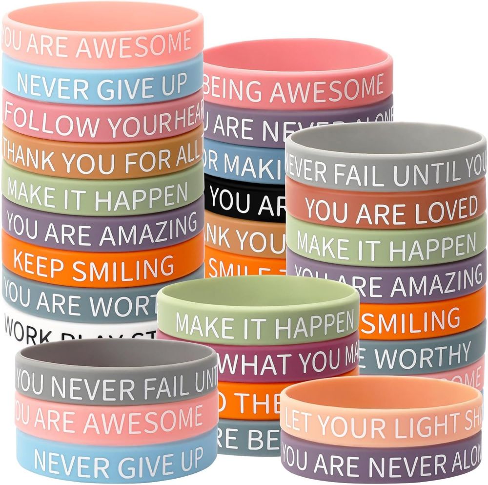 Colorful Motivational Quote Silicone Bracelet, Unisex, German Text