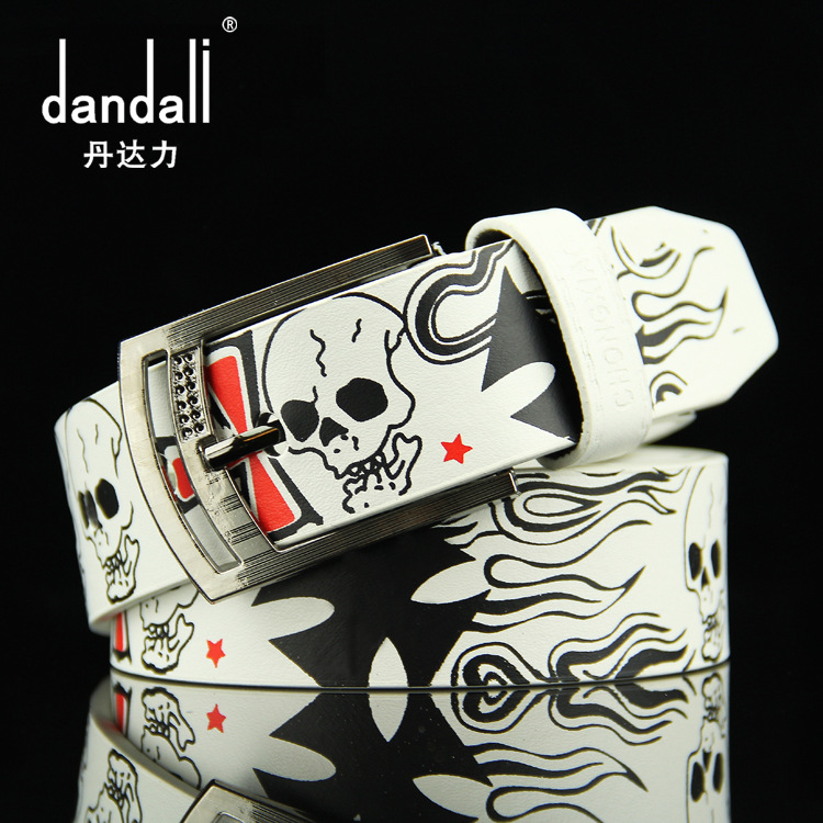 Popular cross-border pin buckle men's belt AliExpress belt European and American hip-hop skull casual pants belt manufacturer wholesale