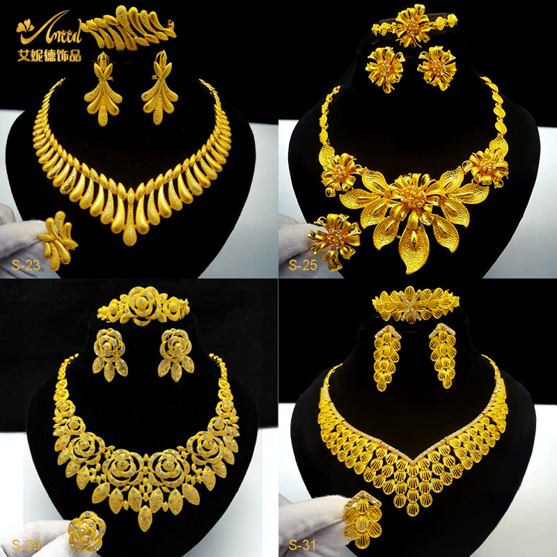 Dubai Brautschmuckset, 24K vergoldet, vierteilig - 1