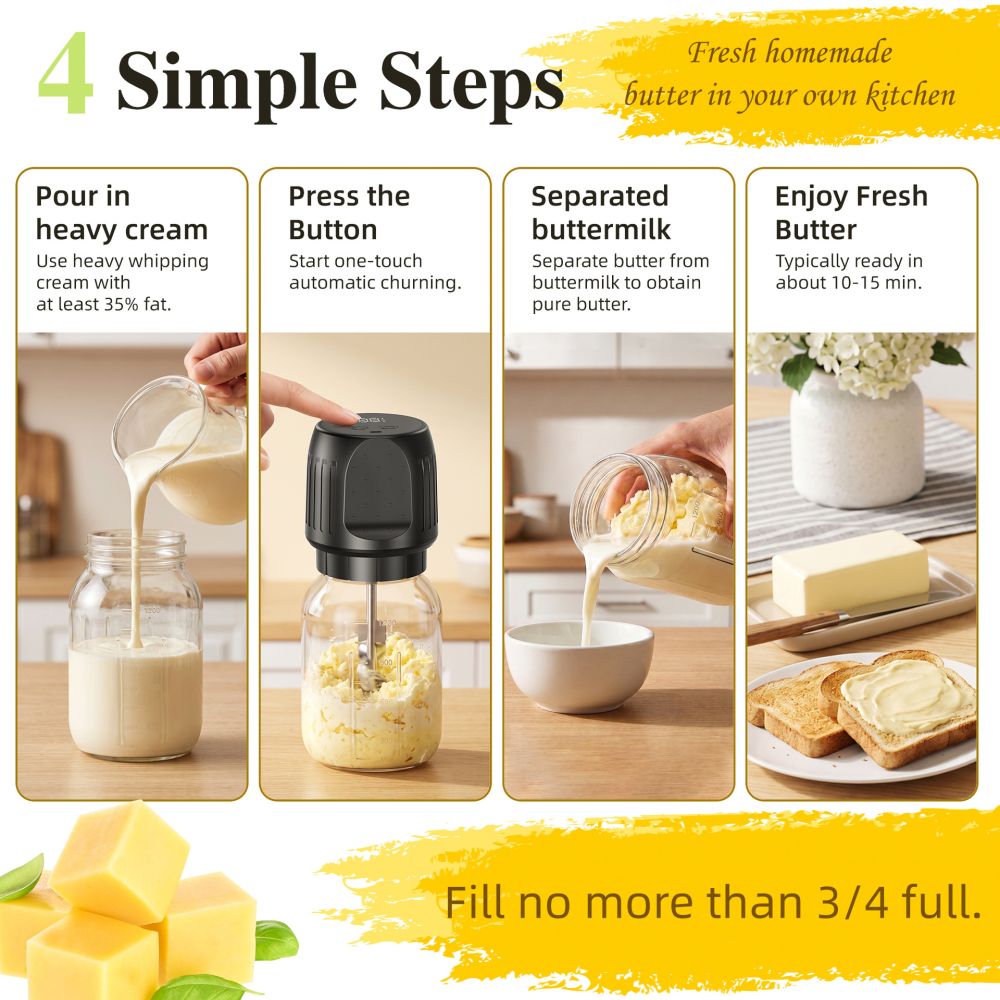 1,5L Buttermixer Amazon Bestseller Elektrischer Mixer Küche Frühstück Großvolumiger Butterrührer