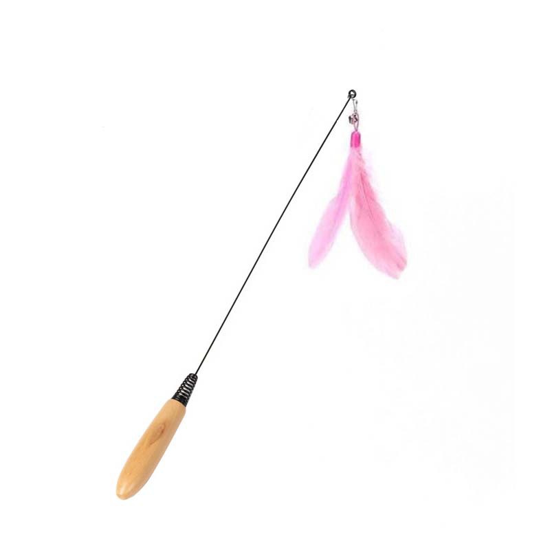 Cat Teaser Wand Replacement Head with Feathers and Bell, Durable - 10