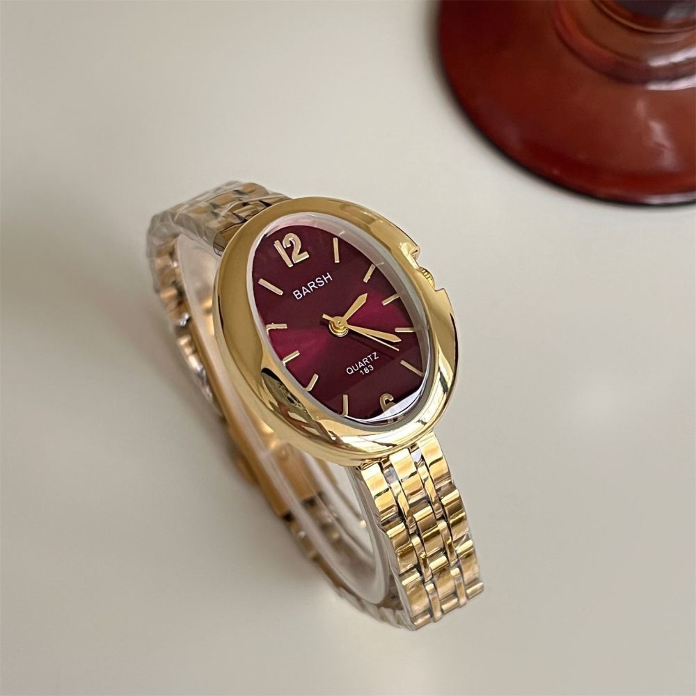 Women's quartz watch, pigeon egg shape, gold-tone - 1