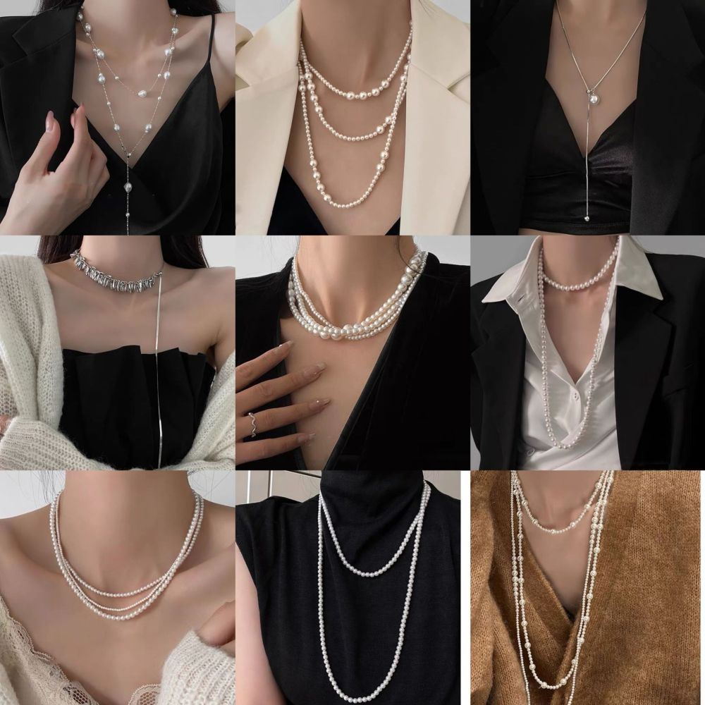 Irregular Long Pearl Necklace French Light Luxury Temperament Sweater Chain Niche Simple High-end Jewelry for Women Wholesale