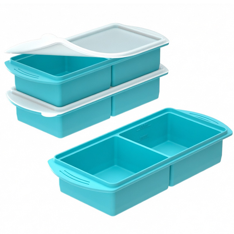 Silikon-Eiswürfelbereiter mit Deckel für Brühe, Gefrierlagerbox für den Haushalt, beheizbarer Behälter zur Portionierung von Hot-Pot-Grundstoffen - 8