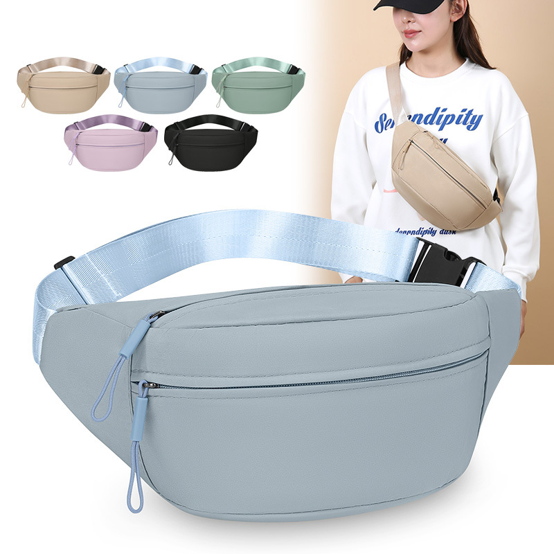 Solid Color Women's Waist Bag, Single-Shoulder Crossbody, Sports and Travel