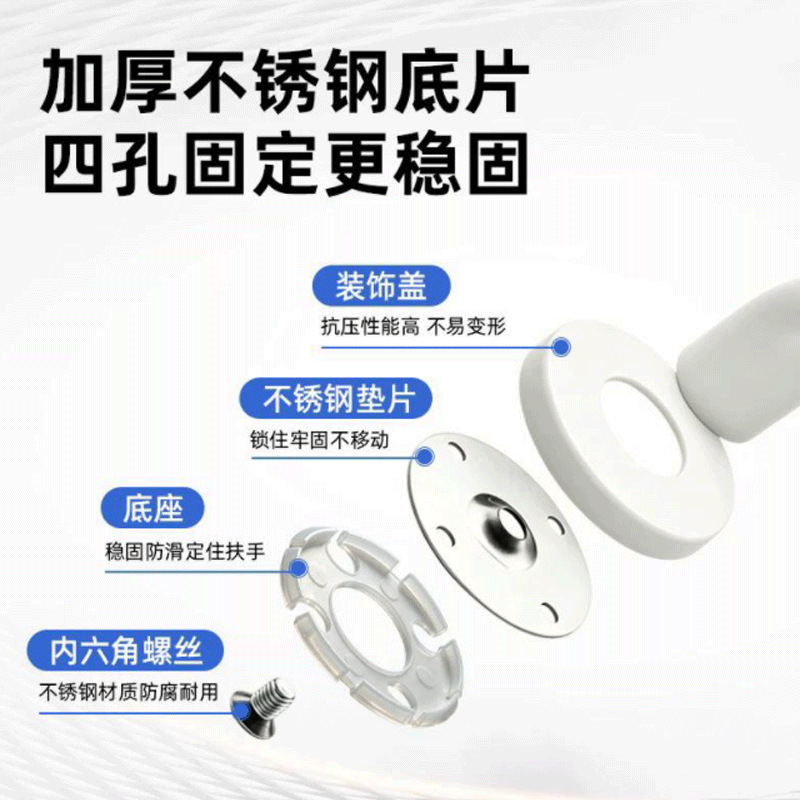 Bathroom Elderly Safety Barrier-Free Grab Bar Railing Anti-Fall Toilet Standing Assist Device Aging-in-Place Anti-Slip