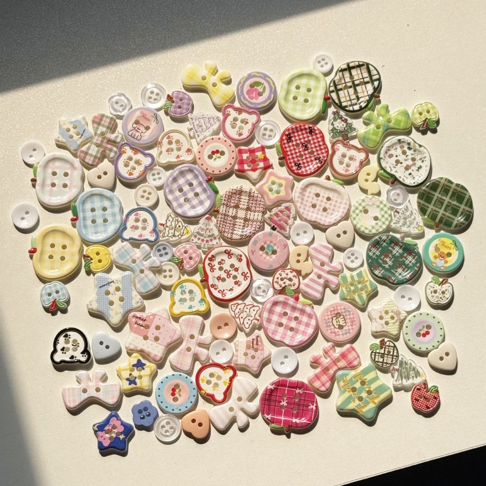Mixed colorful cartoon printed handmade sewing buttons