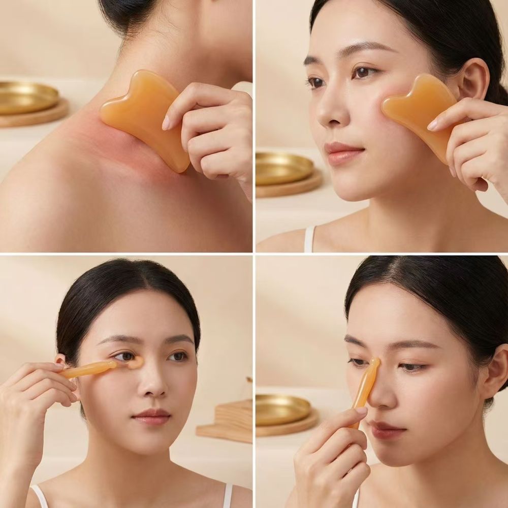 Reçine Gua Sha Çubuk Yüz Kazıyıcı Yüz Kazıyıcı Levhası Yüz Gua Sha Levhası Göz Noktası Masaj Çubuk Kafa Terapi Masaj Cihazı