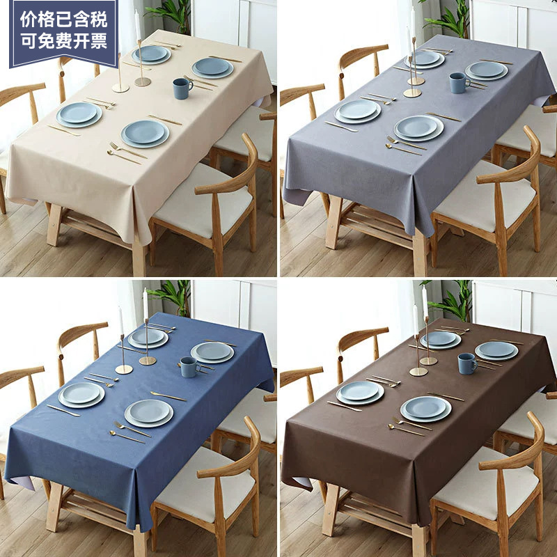 Waterproof PVC Tablecloth, Oil-Resistant, Solid Color, Rectangular and Round - 1