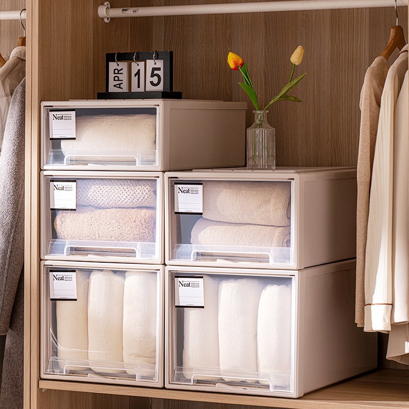 Plastic drawer storage box, no assembly required